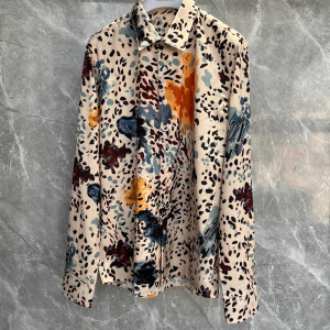 컬러풀 레오파드 패턴 긴팔 셔츠
