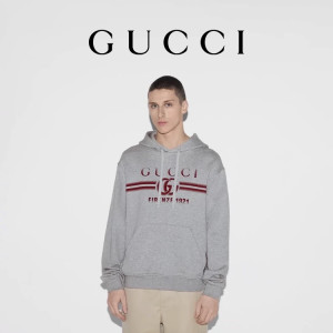 GUCCI 그레이 후드 티셔츠