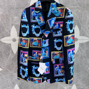 VS 블랙 블루 프린트 재킷