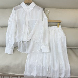 화이트 셔츠 와이드 팬츠 세트