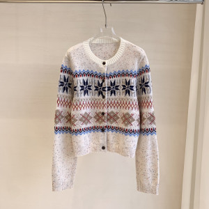 페어아일 패턴 크롭 가디건